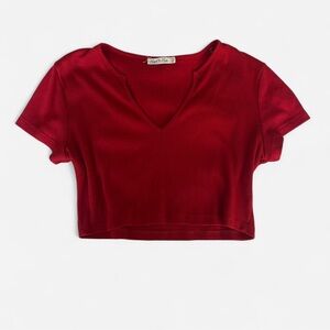 Heart Hips Red V-Neck Crop Top
